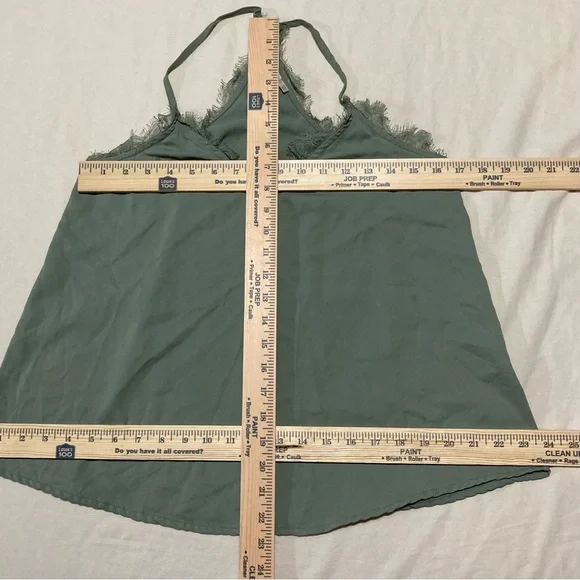Mi Ami Olive Green Lace Trim RacerbackTank Top - Picture 3 of 7